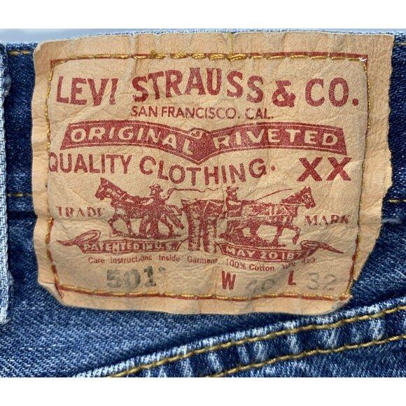 Levis Strauss 501 Red Tab Men’s Button Fly Blue Jeans 40W X 30L Vintage Mexico - Picture 2 of 16